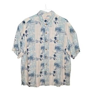 Hawaiian Shirt Palm Tree Print Tropical Vacation Caribbean Rayon Mens XL